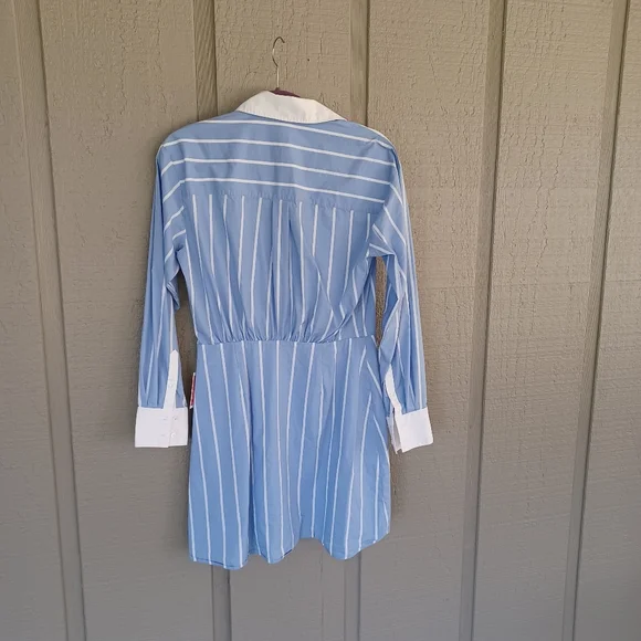 Veronica Beard Poppe Striped Dress Size 8 Preppy Cotton Blend Long Sleeve Collar - Picture 5 of 16